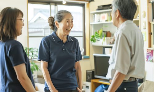 グループホームでおしゃべりする日本人スタッフ